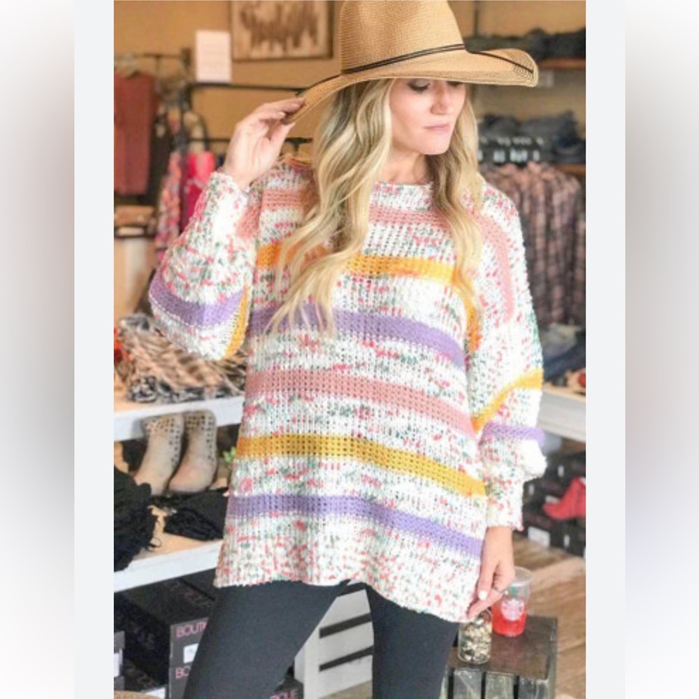 &Merci Color Block Confetti Striped Oversized Pul… - image 2